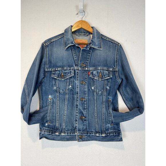 Levi's Standard Trucker Jacket Men Small Blue Denim Jean Collared Logo 70507 - Picture 3 of 13